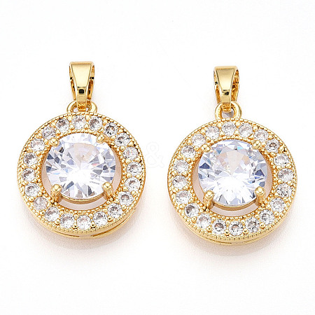 Brass Micro Pave Cubic Zirconia Pendants KK-N254-233G-1