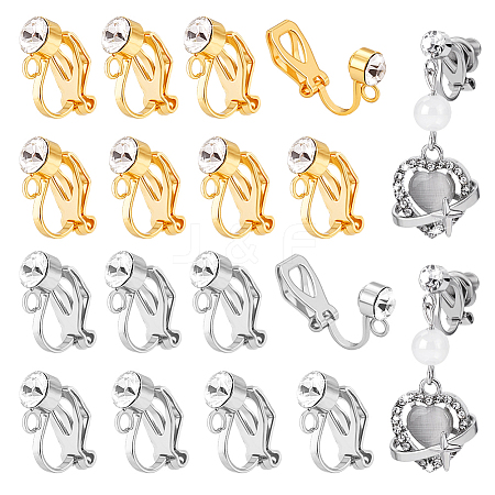 16Pcs 2 Style Brass Clip-on Earring Findings KK-PH0001-84-1