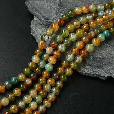 Natural Peacock Agate Beads Strands G-G444-8mm-02-1