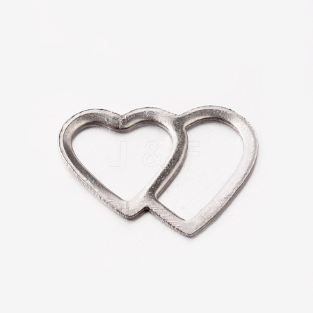 Original Color 304 Stainless Steel Heart to Heart Charms for Valentines Day Gift Making STAS-E078-25-1