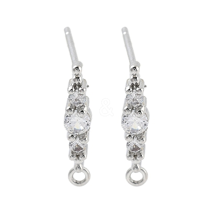 Brass Clear Cubic Zirconia Stud Earring Findings LS-KK-A238-02C-P-1