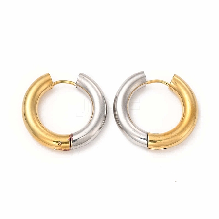 Two Tone 304 Stainless Steel Huggie Hoop Earrings for Women EJEW-C011-07F-1