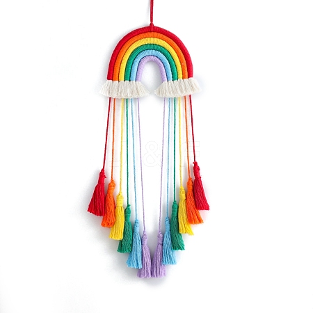 Rainbow Cotton Tassel Tapestry PW-WG87346-04-1