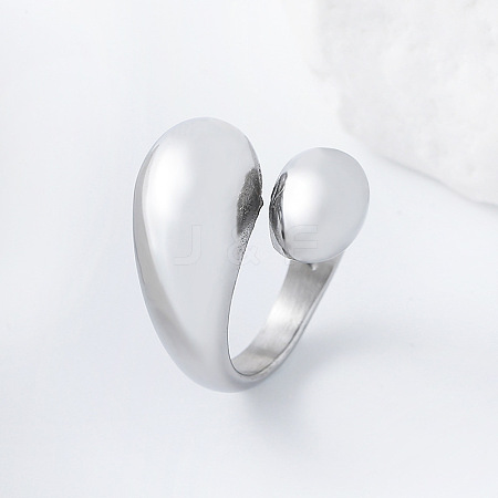 304 Stainless Steel Cuff Open Rings for Women AP0200-2-1