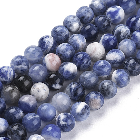 Natural Sodalite Beads Strands G-K410-02-6mm-1