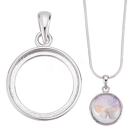 1Pc 925 Sterling Silver Pendant Cabochon Settings STER-BC0002-78A-1