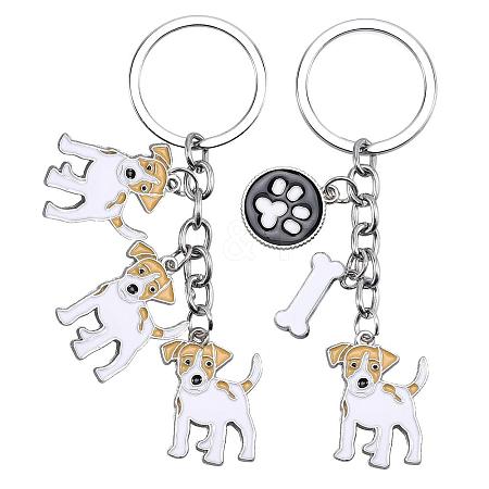 WEWAYSMILE 2 pcs Dog Keychain Car Keychain Pet Pendant Key-Ring Lovely Dog Key-ring Portable Metal Keychain Gift for Pet Lover Birthday Puppy Theme Party Supplies (Jack Dog) JX796A-1