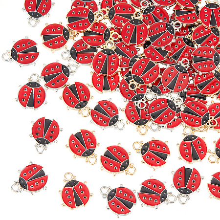 HOBBIESAY 60Pcs 2 Colors Alloy Enamel Pendants ENAM-HY0001-27-1