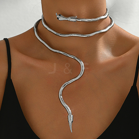 Iron Snake-Shaped Coil Choker Necklaces NJ6393-2-1