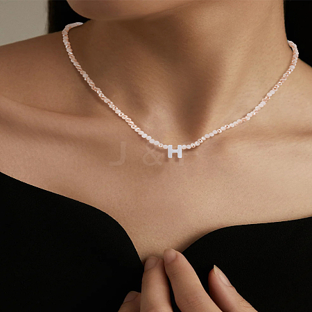 1Pc Glass Rondelle Beaded Necklaces NJEW-LP0007-23H-1