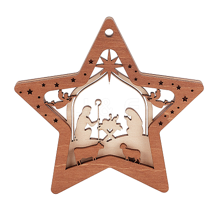 Wood Pendants FIND-WH0162-09-1