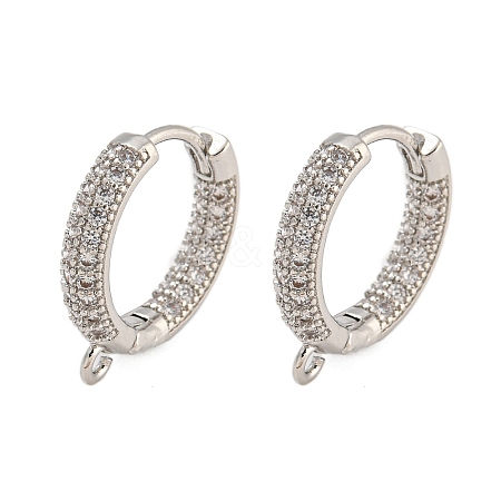 Rack Plating Brass Micro Pave Clear Cubic Zirconia Hoop Earrings Findings KK-F876-20P-1