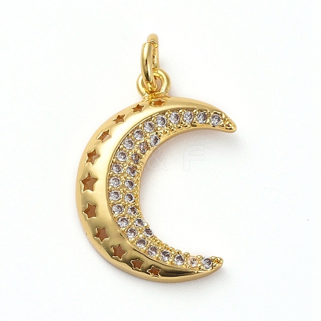 Brass Micro Pave Clear Cubic Zirconia Pendants KK-I658-32A-G-1