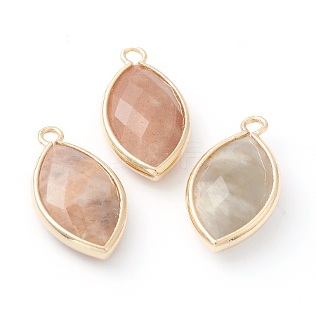 Natural Sunstone Pendants X-G-B009-01G-C-1