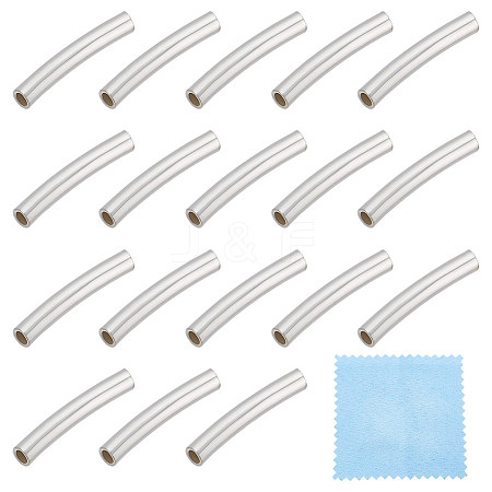 30Pcs 925 Sterling Silver Curved Tube Beads STER-BC0001-79-1