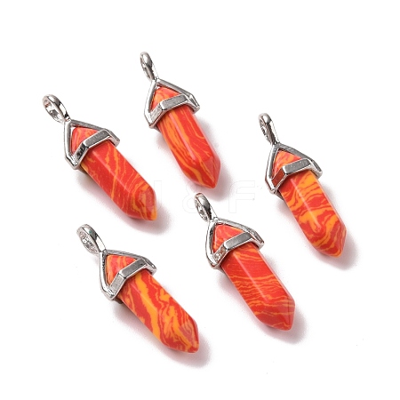 Synthetic Orange Red Malachite Pointed Pendants G-K329-02P-1