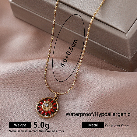 304 Stainless Steel Enamel Sun Pendant Necklaces for Women FB4666-3-1