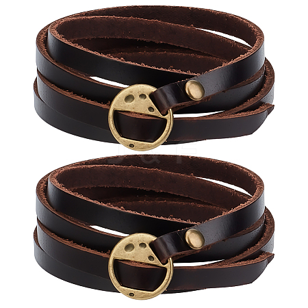 2Pcs Cowhide Wrap Bracelets BJEW-GF0001-35A-1