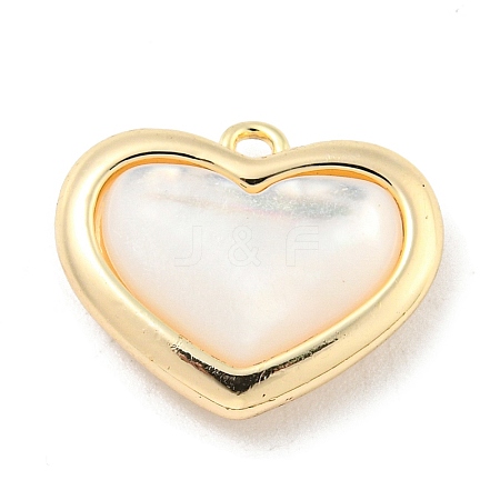 Brass Pave Shell Heart Charms KK-L211-016G-1