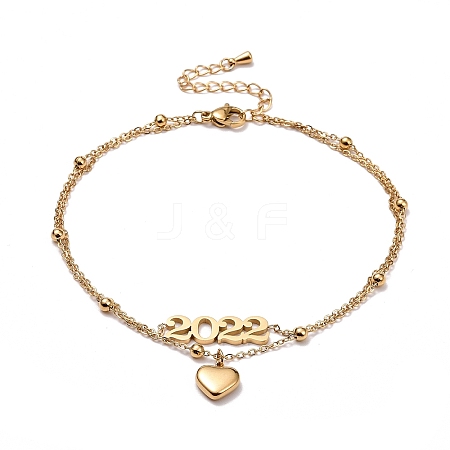 2022 Heart Charm Anklet for Women STAS-D454-02G-1