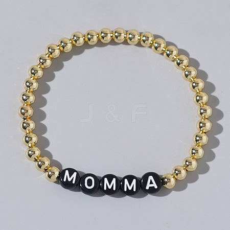 Stylish Brass & Acrylic Word Beaded Stretch Bracelets Trendy for Unique Look QS6453-5-1