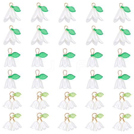 30Pcs Pearlized Acrylic Penadnts FIND-BM0001-66-1