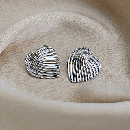 304 Stainless Steel Heart Stud Earrings for Women OP2975-2-1