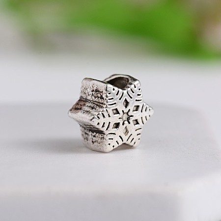 Tibetan Style Snowflake Zinc Alloy European Beads MPDL-M050-02AS-1