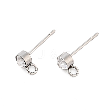Non-Tarnish 202 Stainless Steel Rhinestone Stud Earring Findings X-STAS-U012-05P-1