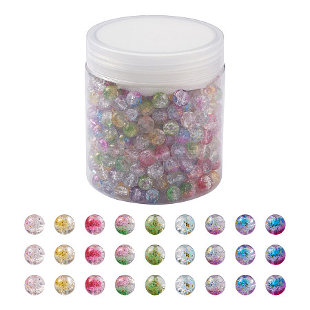 Transparent Spray Painted Crackle Glass Beads Strands GLAA-TA0003-08-1