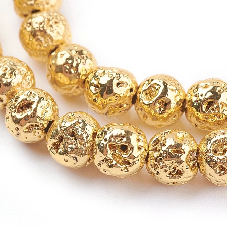 Electroplated Natural Lava Rock Bead Strands X-G-E429-01-4mm-G-1