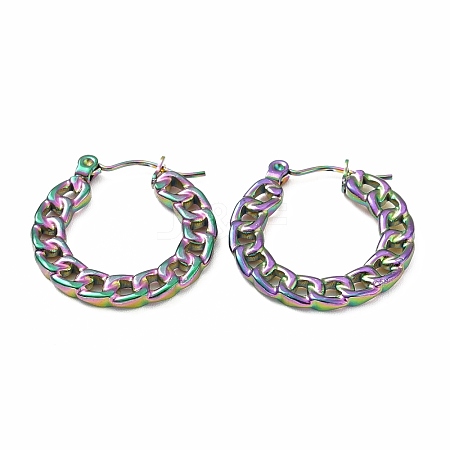Ion Plating(IP) 304 Stainless Steel Curb Chain Shape Stud Earrings for Women EJEW-F283-02MC-1