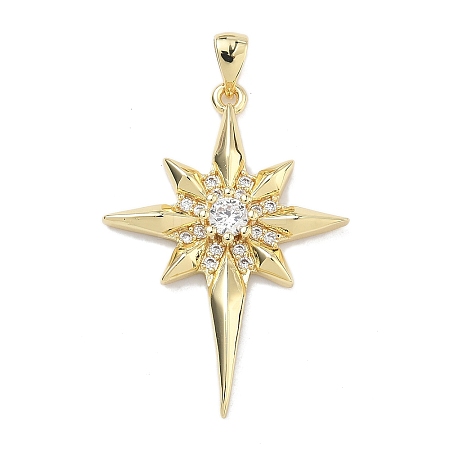 Brass Micro Pave Clear Cubic Zirconia Pendants KK-C251-14G-1
