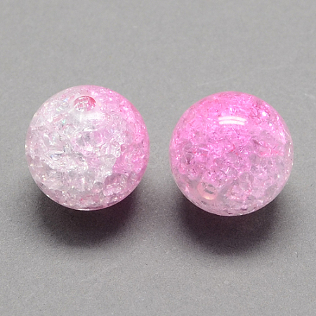 Two Tone Transparent Crackle Acrylic Beads CACR-R009-16mm-06-1