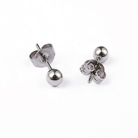 Tarnish Resistant 304 Stainless Steel Ball Stud Earrings EJEW-2224-4mm-P-1