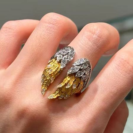 Alloy Rhinestone Cuff Open Rings WGEE099-01-1