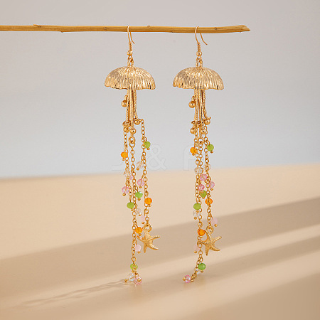 Alloy Jellyfish Tassel Dangle Earrings FS-WGBA216-04-1