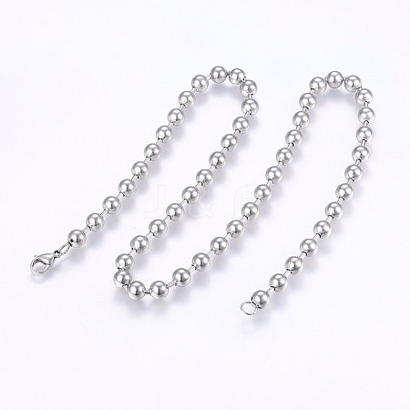 Non-Tarnish 304 Stainless Steel Ball Chain Necklaces NJEW-F221-12P-B-1