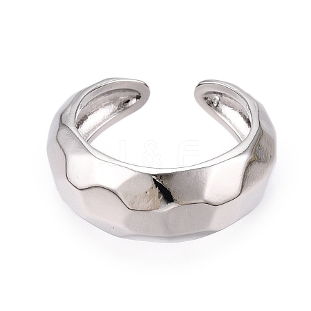 Brass Open Cuff Rings for Women RJEW-D016-08P-1