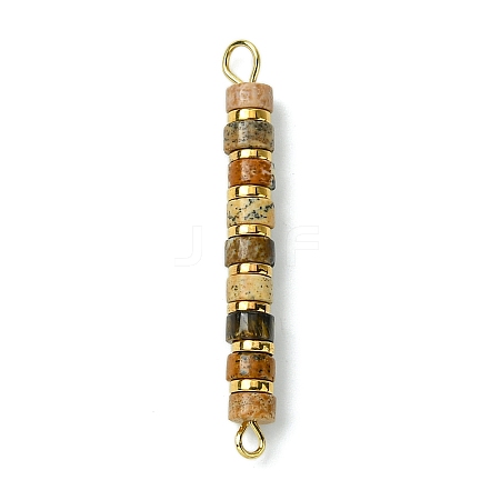 Natural Picture Jasper & Electroplated Synthetic Non-magnetic Hematite Heishi Connector Charms PALLOY-JF03291-08-1