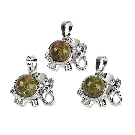 Natural Unakite Pendants G-I374-A-P16-1