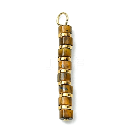 Natural Tiger Eye & Electroplated Synthetic Non-magnetic Hematite Heishi Beaded Pendants PALLOY-JF03292-06-1