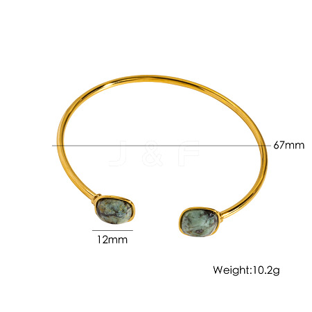 304 Stainless Steel & Natural African Turquoise(Jasper) Cuff Bangles WG6ED08-02-1