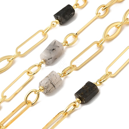 Natural Rutilated Quartz Faceted Irregular Column Beaded Chains CHC-H105-02G-03-1