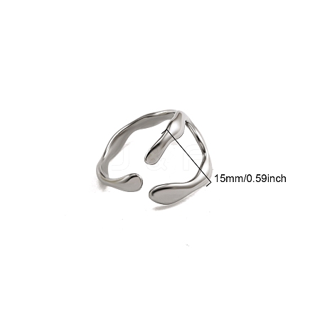 Non-Tarnish Stainless Steel Cuff Open Ring PW-WG88F08-07-1