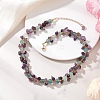 Round Natural Colorful Fluorite & Dyed Quartz & Natural Amethyst Chip Beaded Necklaces for Women NJEW-JN05813-1