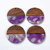 Transparent Resin & Walnut Wood Pendants RESI-T035-35-4