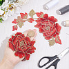  2Pcs 2 Style Peony Polyester Embroidery Sew on Clothing Patches PATC-NB0001-11C-3