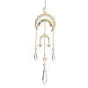Star Moon Brass & Rainbow Chakra Glass Beads Suncatchers HJEW-TA00502-1