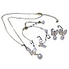 Butterfly Natural Freshwater Pearl with Shell Pendant Necklaces & Stud Dangle Earrings & Charm Bracelets Set FS-WGAFE07-01-3